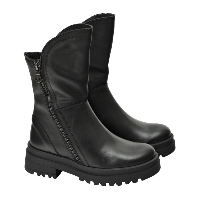 Stivaletti in vera pelle con doppia lampo