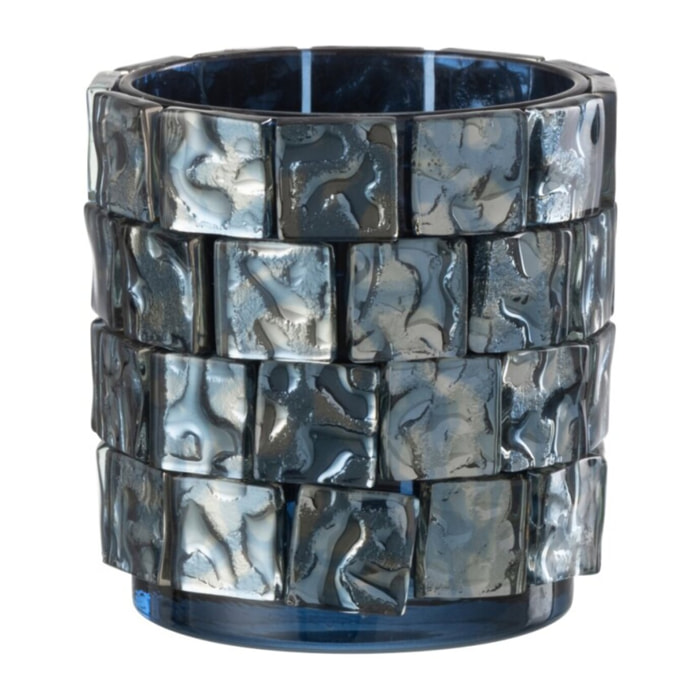 J-Line photophore Carré Mosaïque - verre - bleu foncé - large