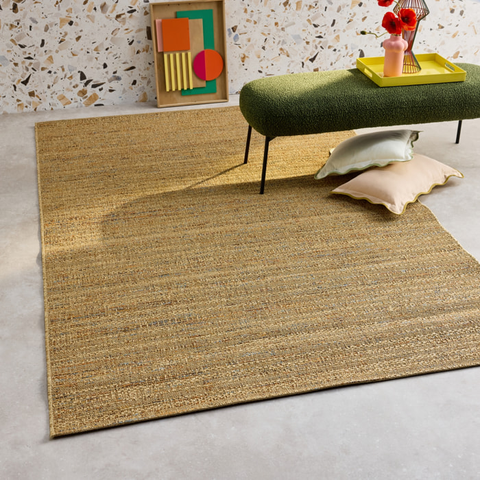 Tapis intérieur/extérieur effet jute claire avec touches de couleur EMILY