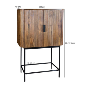 Buffet 2 portes en bois de manguier et pieds en métal noir IQUITOS