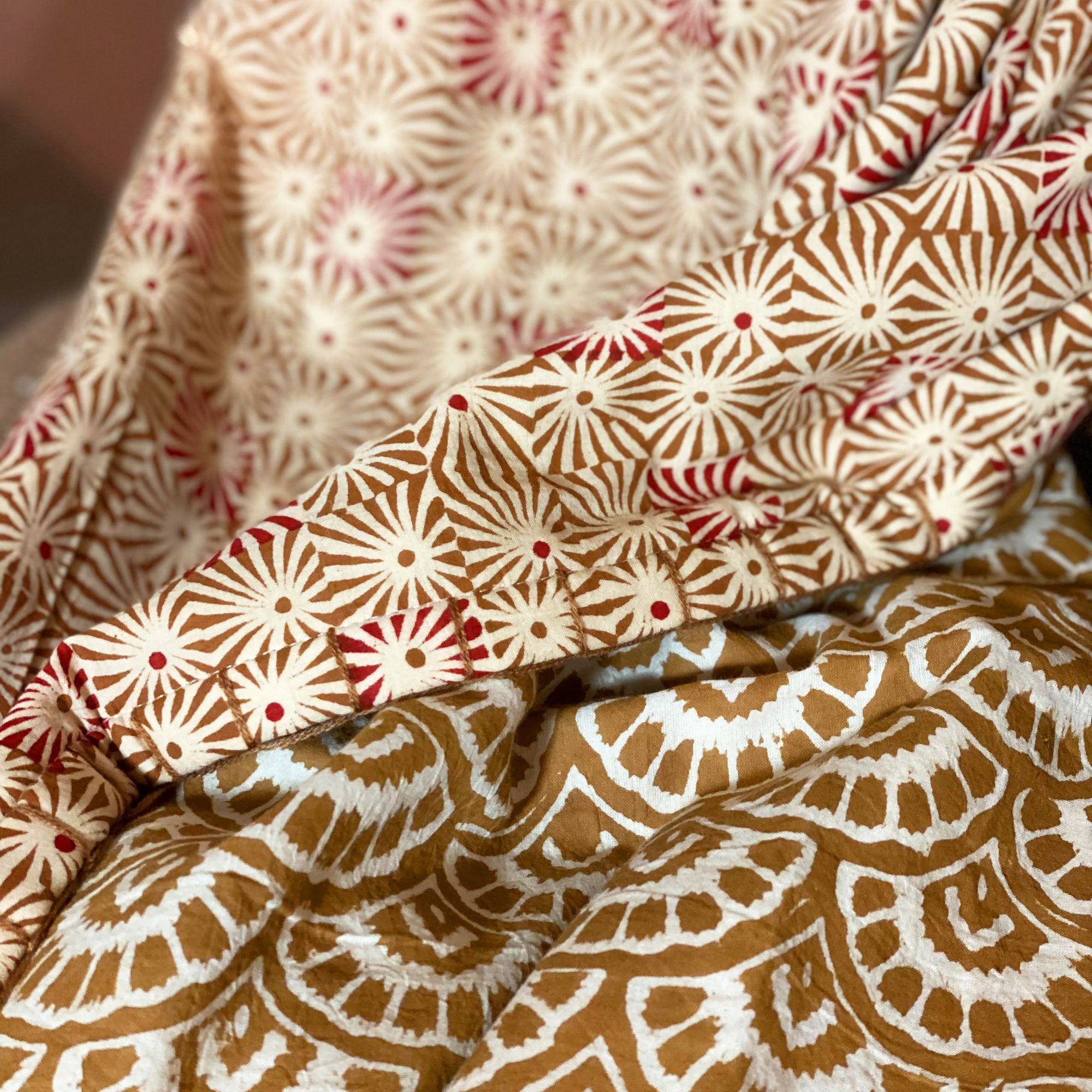 Courtepointe en coton camel 160cm ASWINI