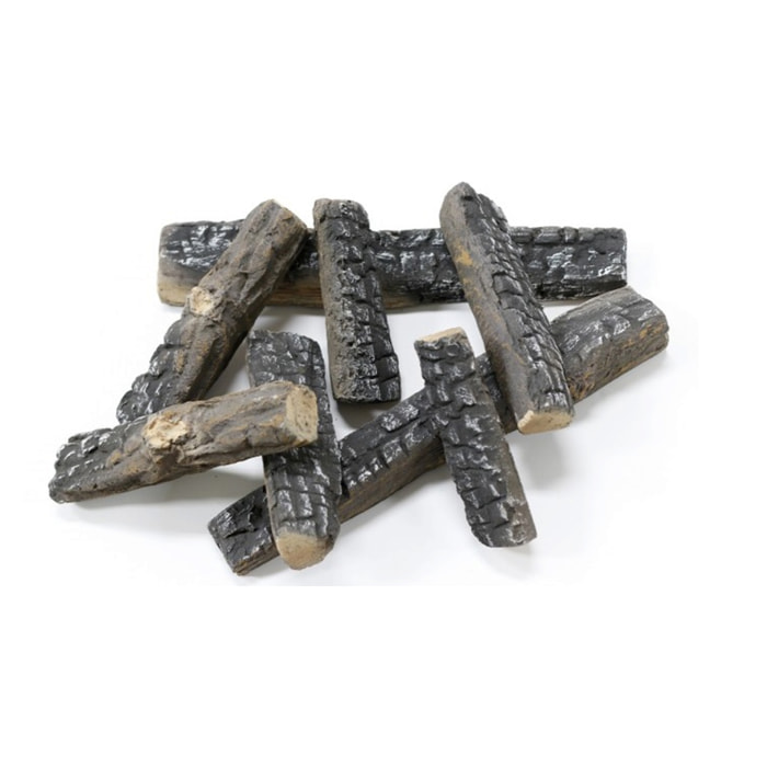 Bûches décoratives en fibre céramique pour cheminées à l'éthanol. 8 pièces