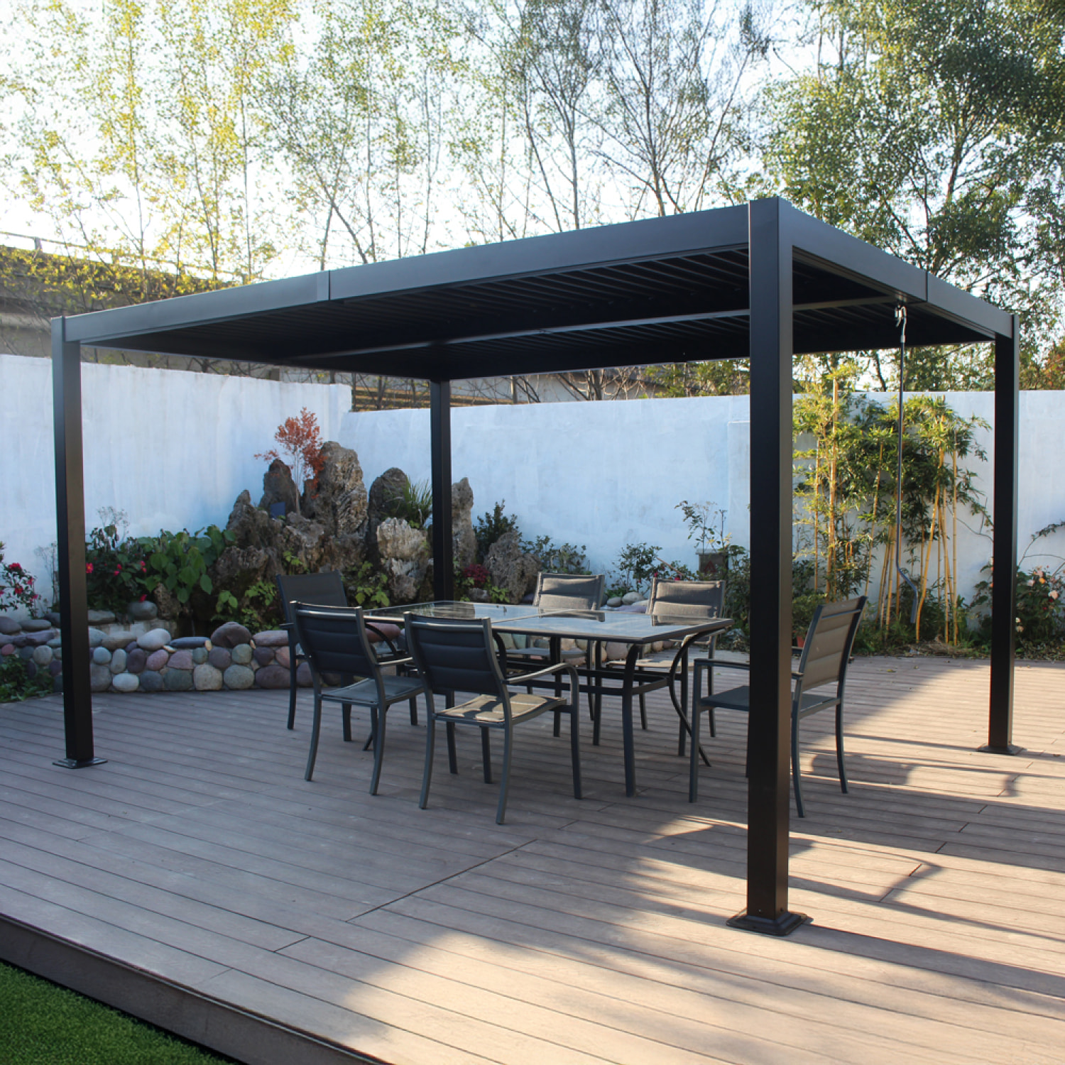 Pergola bioclimatique 4x3m structure en aluminium noir