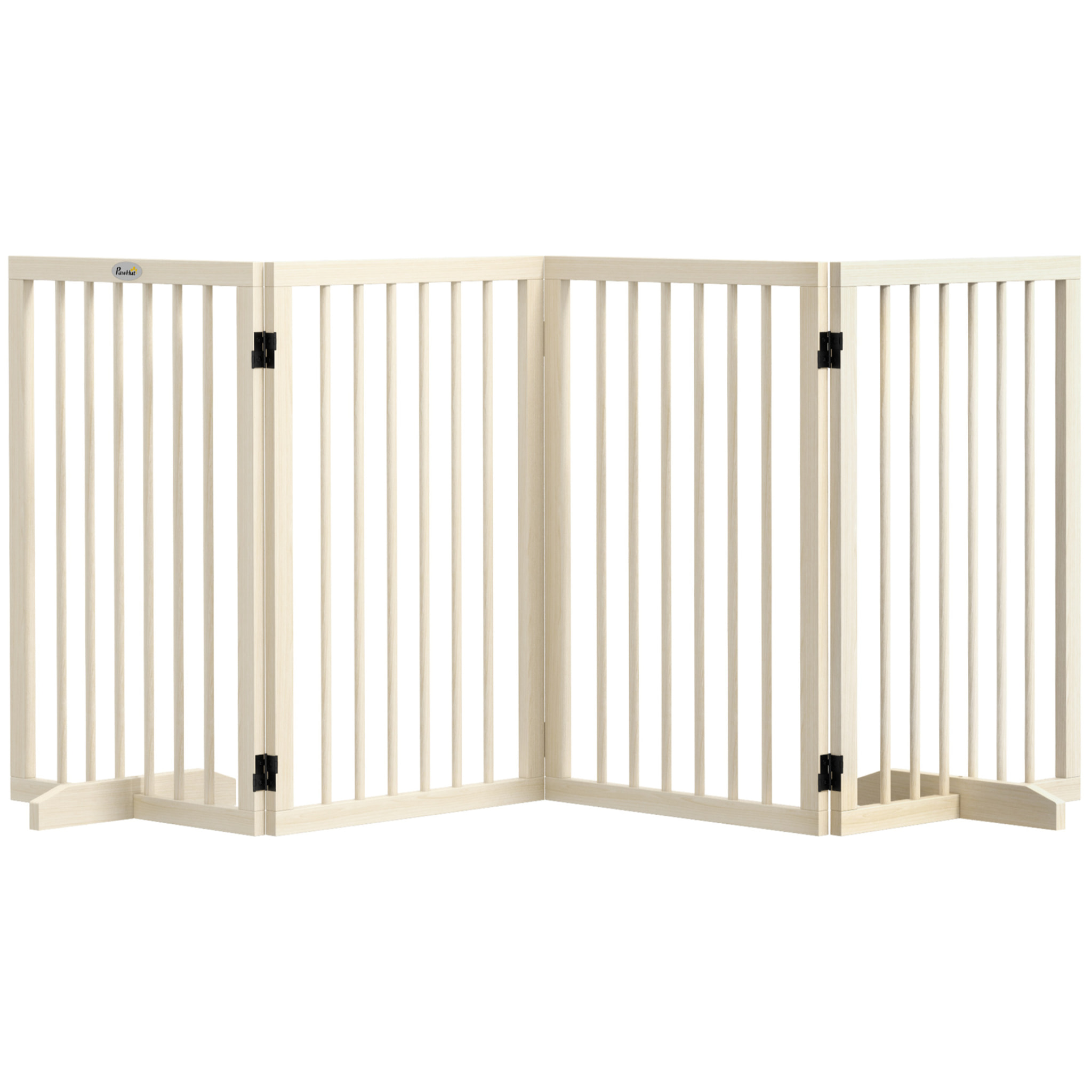 Barrière de sécurité chien 4 panneaux modulable autoportante dim. max. 206L x 35l x 76H cm bois clair