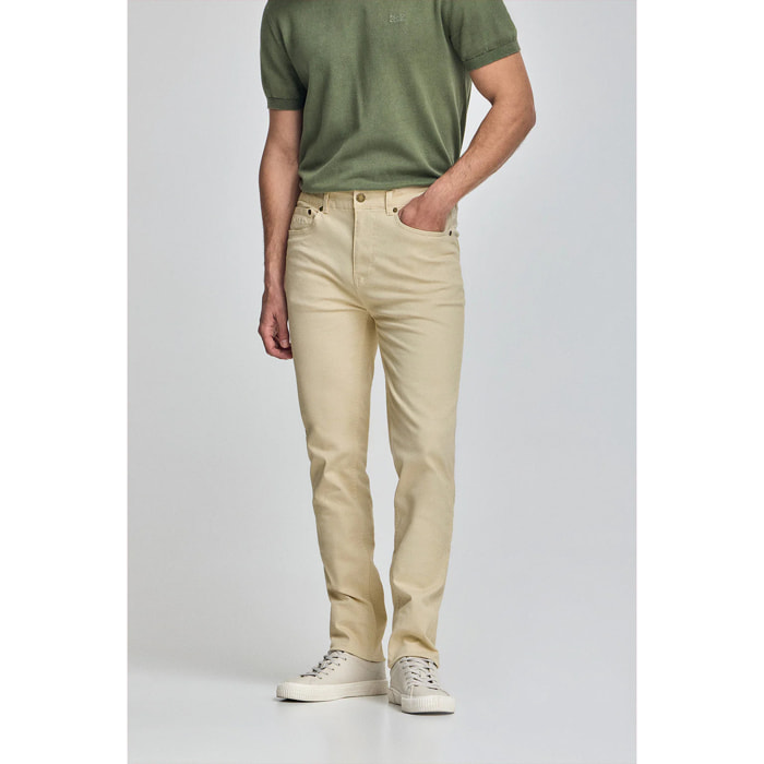 Pantaloni slim Voss beige con cinque tasche
