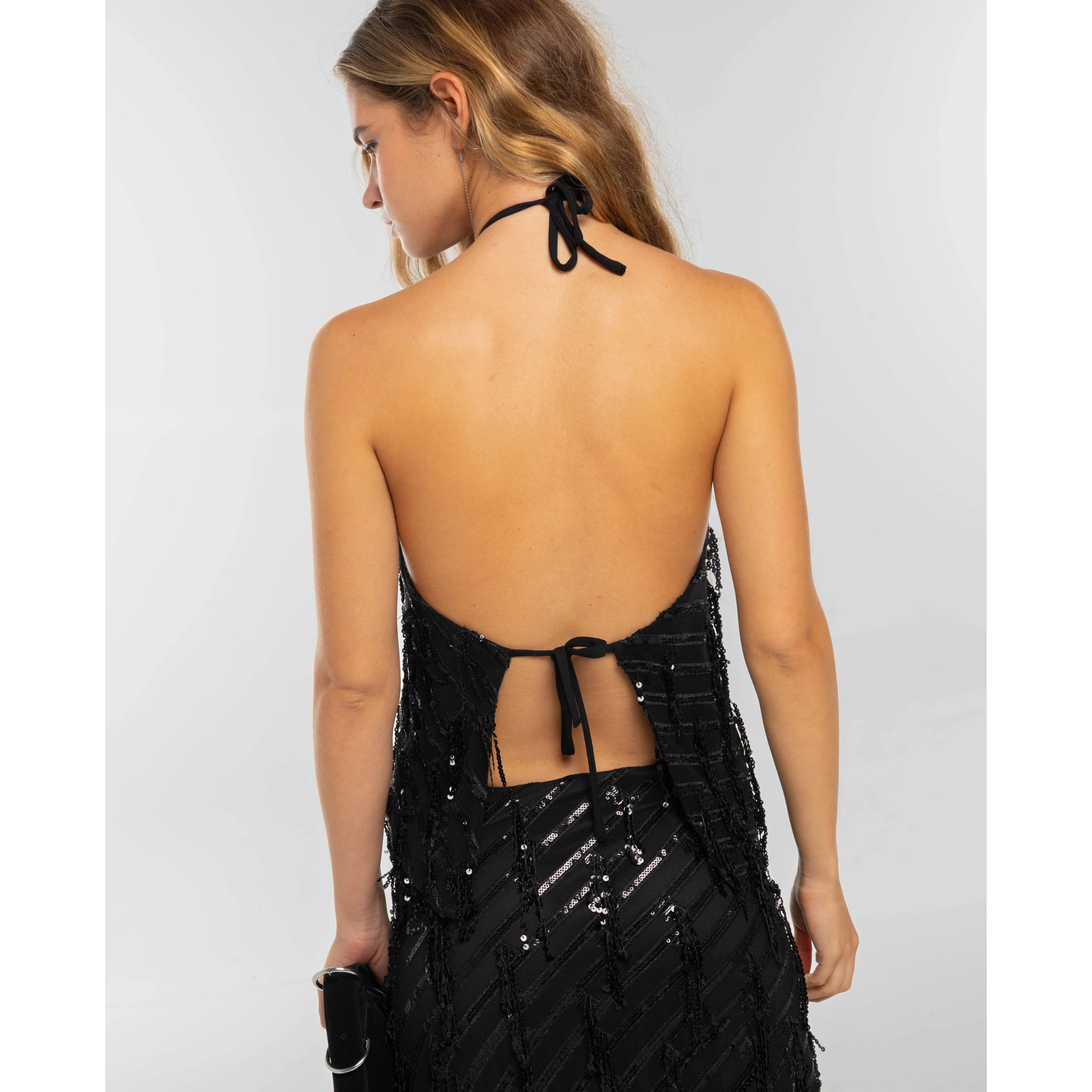 Top halter de lentejuelas de mujer