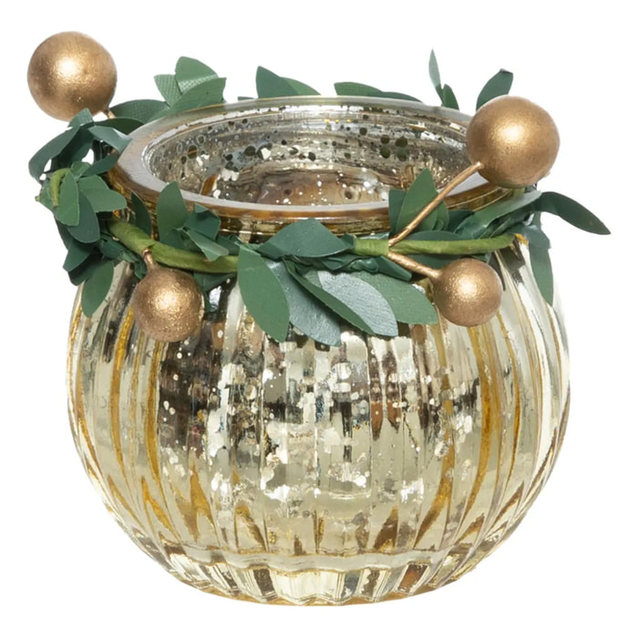 Photophore mercurisé couronne D.6cm assorti