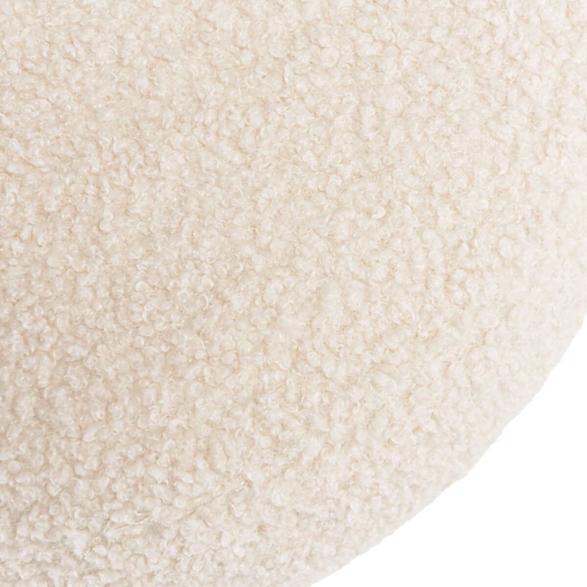 AGATHE - Pouf rond en tissu bouclette blanc D50cm
