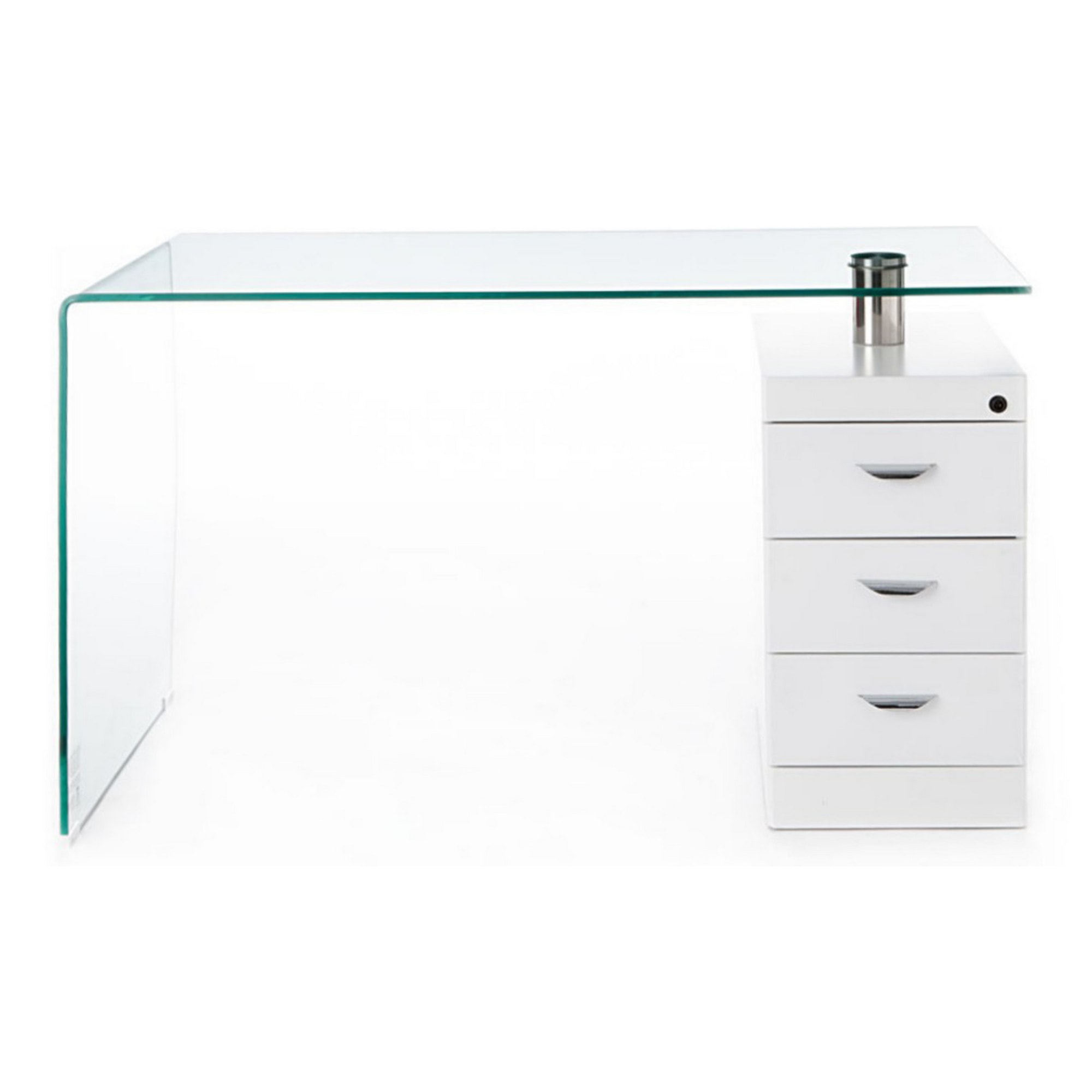 Tomasucci Bureau en verre bombé BOW Blanc