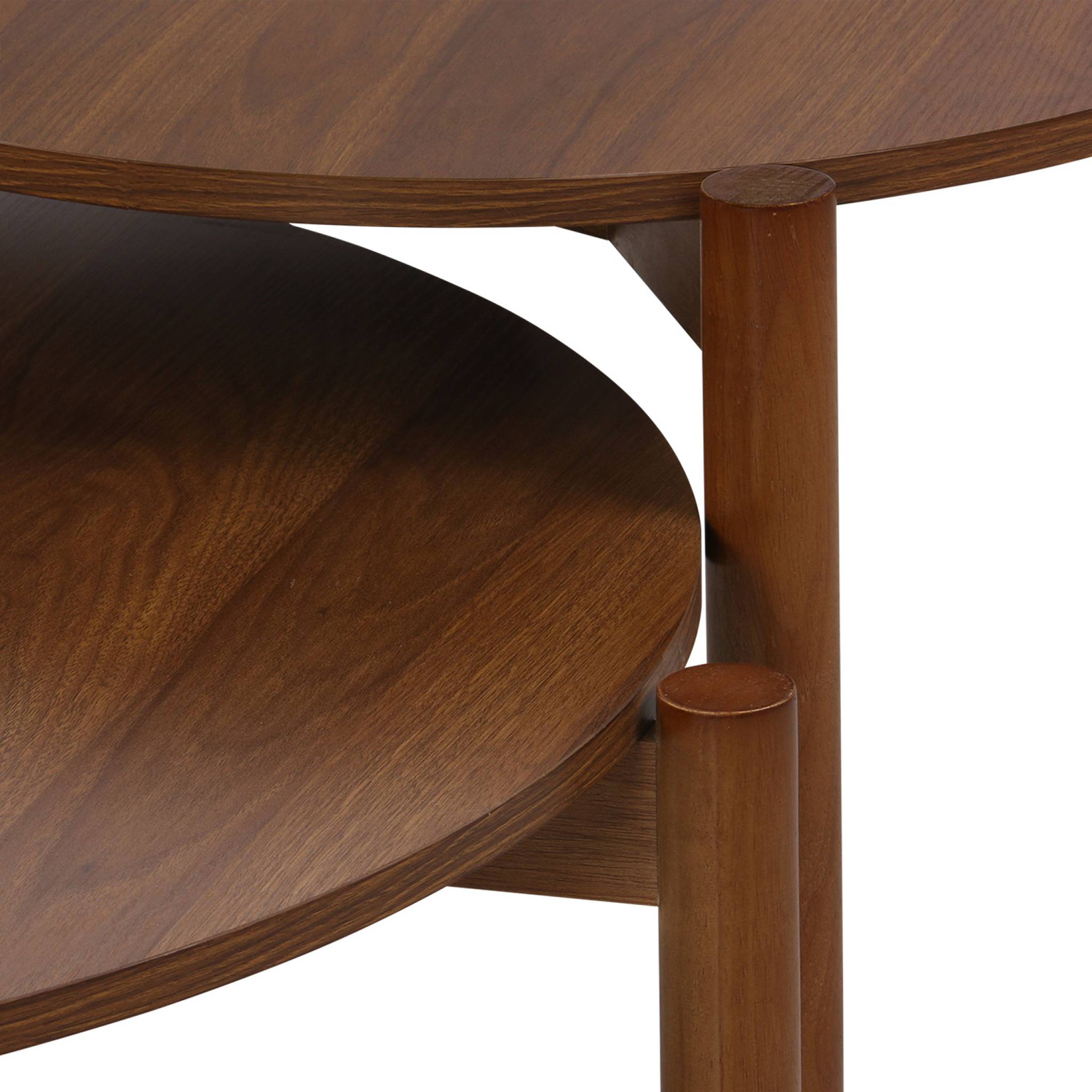 Tables gigognes rondes décor bois. piètement bois d'hévéa noyer - Harmony