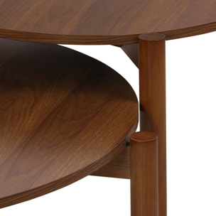 Tables gigognes rondes décor bois. piètement bois d'hévéa noyer - Harmony