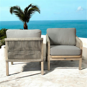 Salon de jardin en bois d'acacia (1 canapé - 2 fauteuils - 1 table basse) IBIZA
