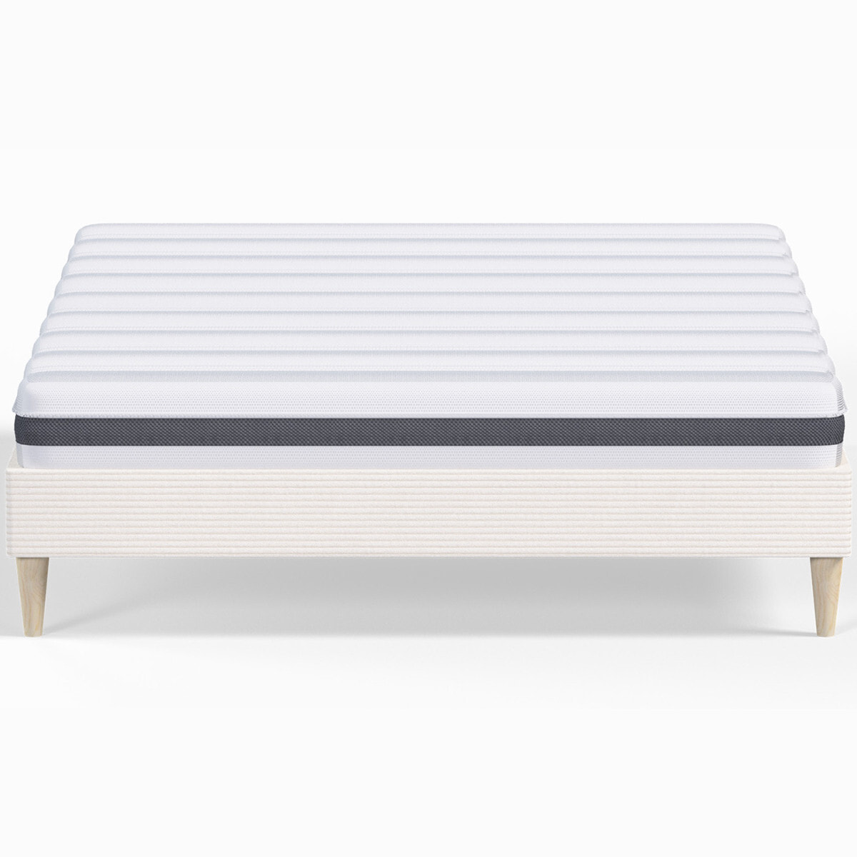 Pack lit en velours côtelé + Matelas ressorts et Mousse HR - DINA & HYGIOSPRING
