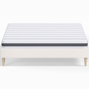 Pack lit en velours côtelé + Matelas ressorts et Mousse HR - DINA & HYGIOSPRING