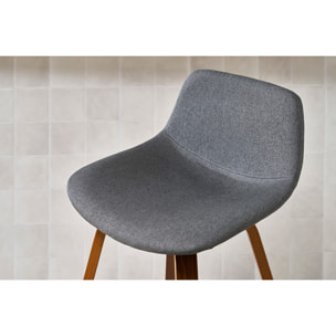 Tabourets de bar design gris foncé et noyer H65 cm (lot de 2) NONIE