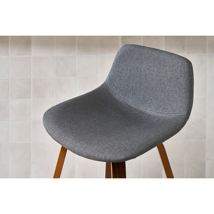 Tabourets de bar design gris foncé et noyer H65 cm (lot de 2) NONIE