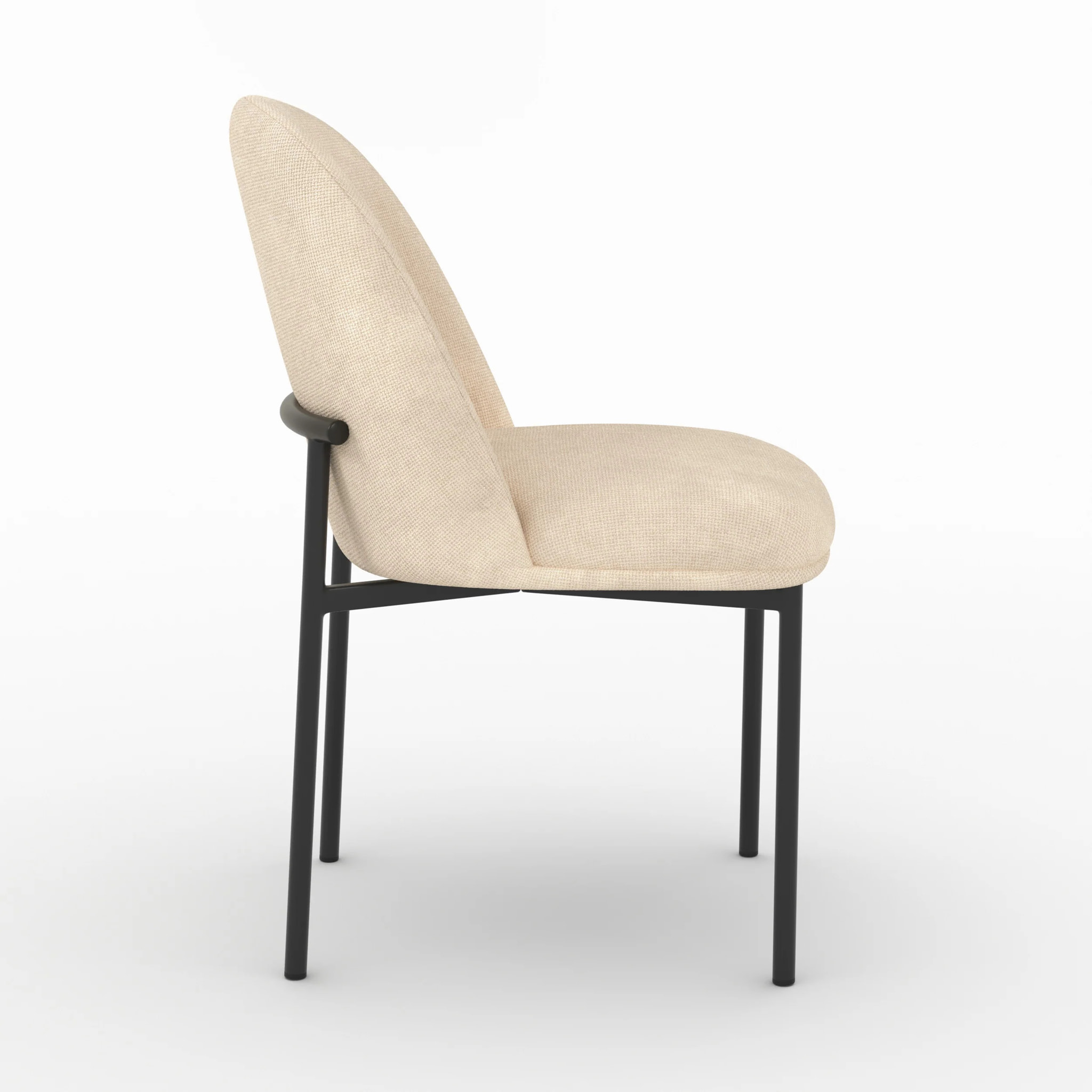 Lot de 2 chaises en tissu beige et pieds métal noir - Noah