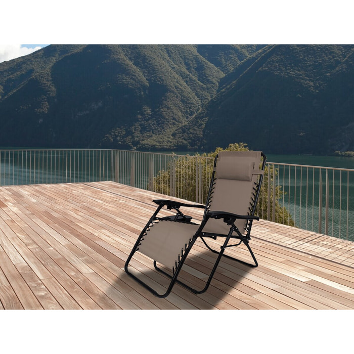 Fauteuil de jardin relax zéro gravité "Sintra" - Taupe
