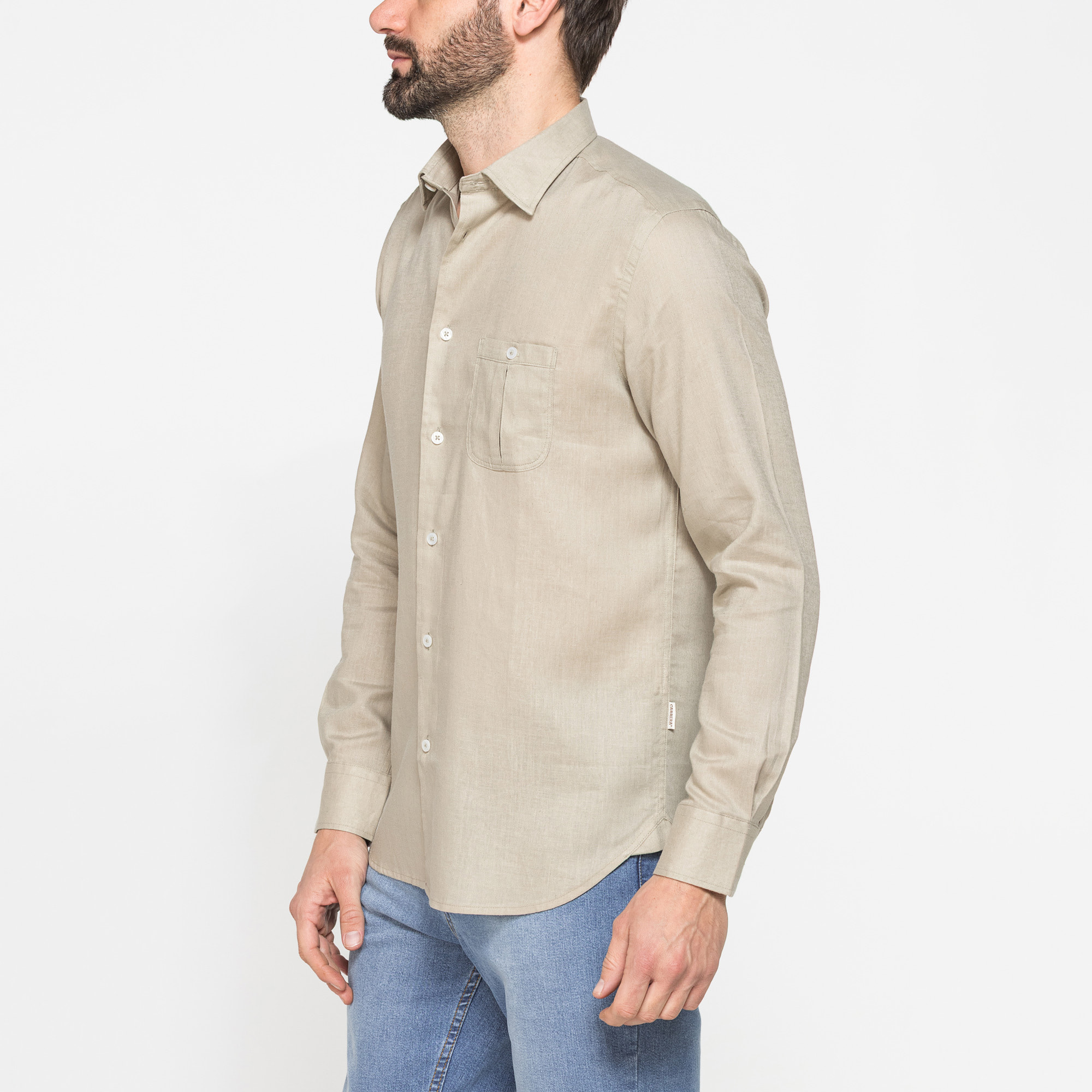CAMICIA IN LINO E LYOCELL A MANICA LUNGA DA UOMO