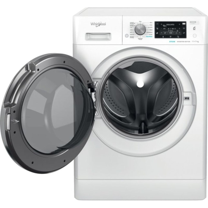 Lave linge séchant hublot WHIRLPOOL FFDB1174489BVFR - 11/7 kg - 1400 tr/min - Classe C - Moteur induction
