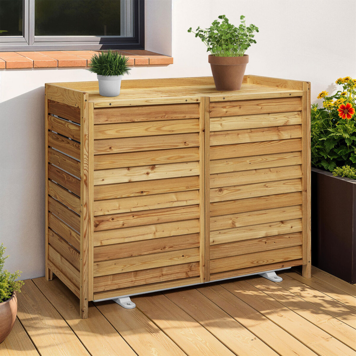 Cache clim extérieur en bois