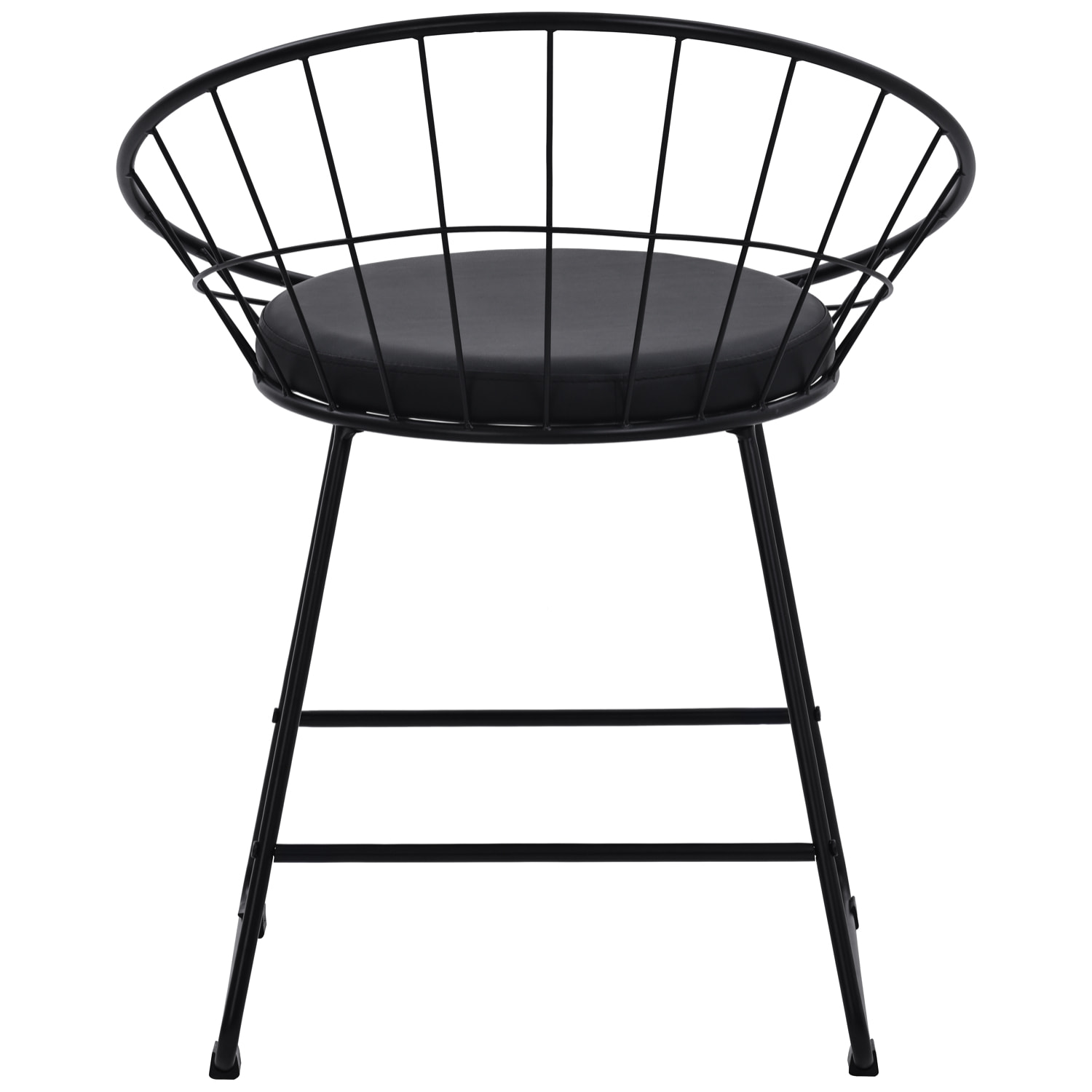 Lot de 2 chaises en métal noir et coussin noir ALEX