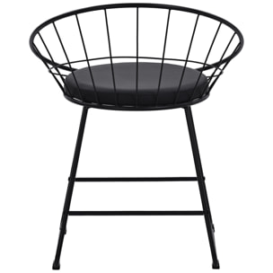 Lot de 2 chaises en métal noir et coussin noir ALEX