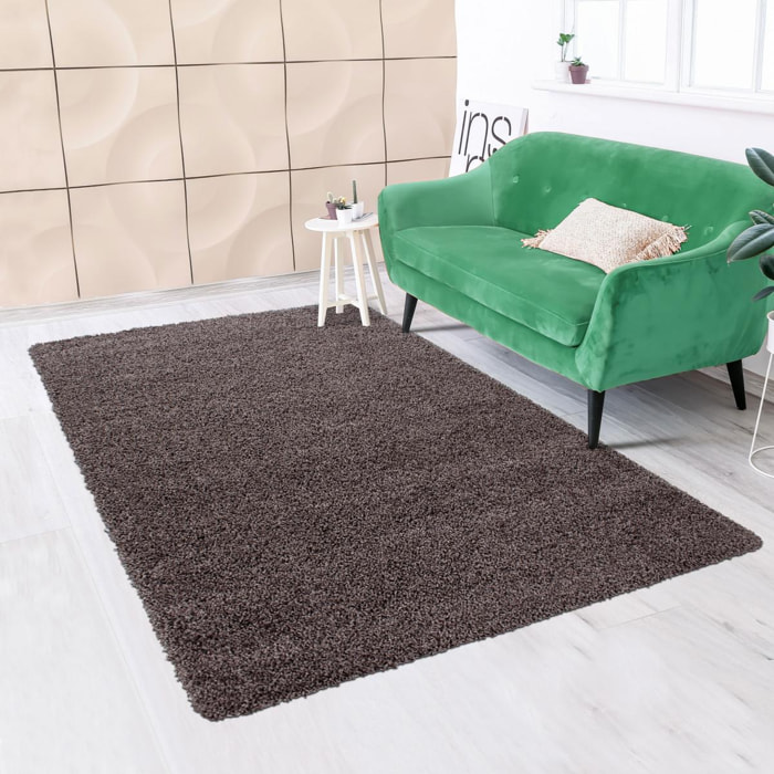 Tapis poils longs shaggy tissé motif uni GECO