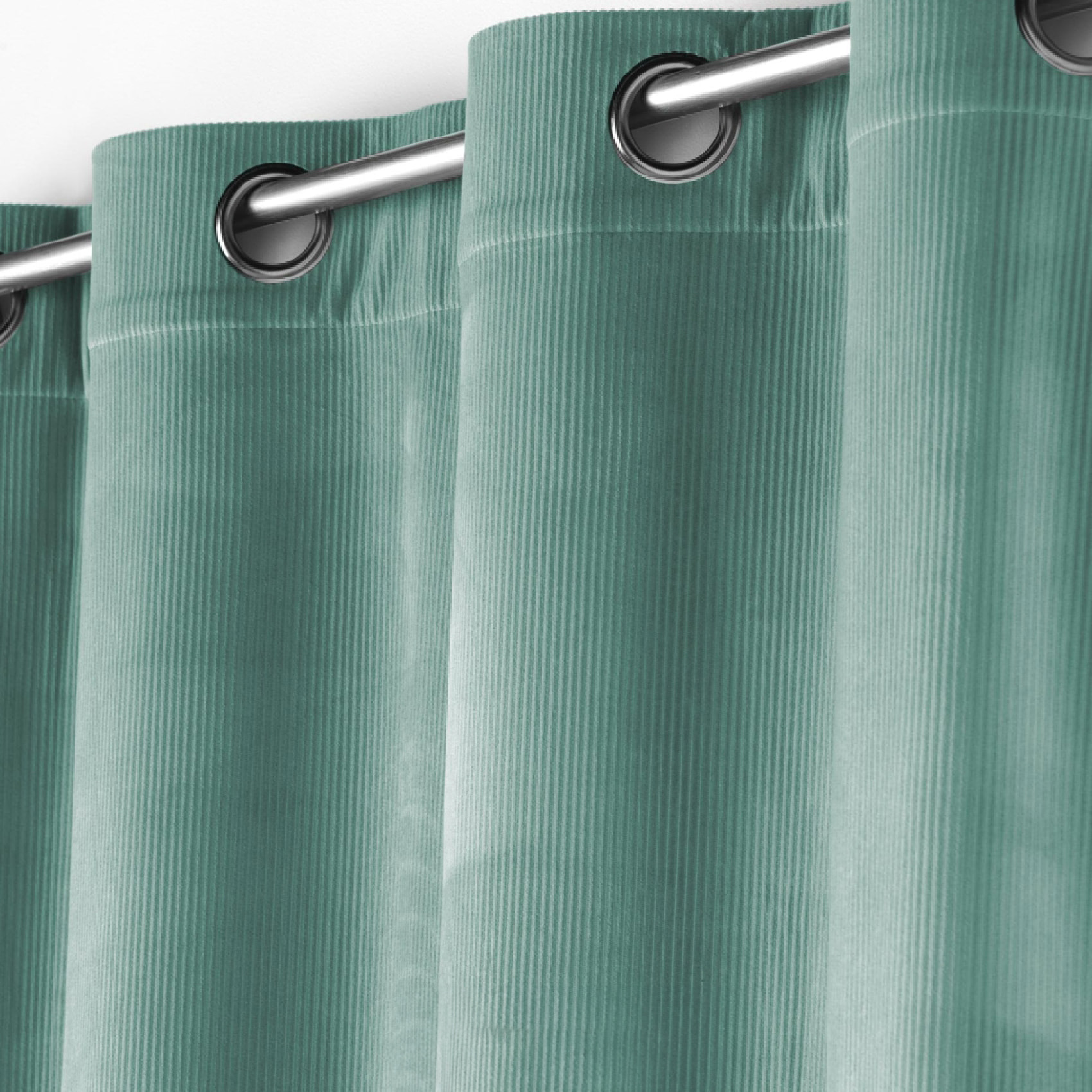Rideau à œillets casual sauge velours côtelé uni - Vert