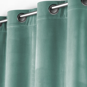 Rideau à œillets casual sauge velours côtelé uni - Vert