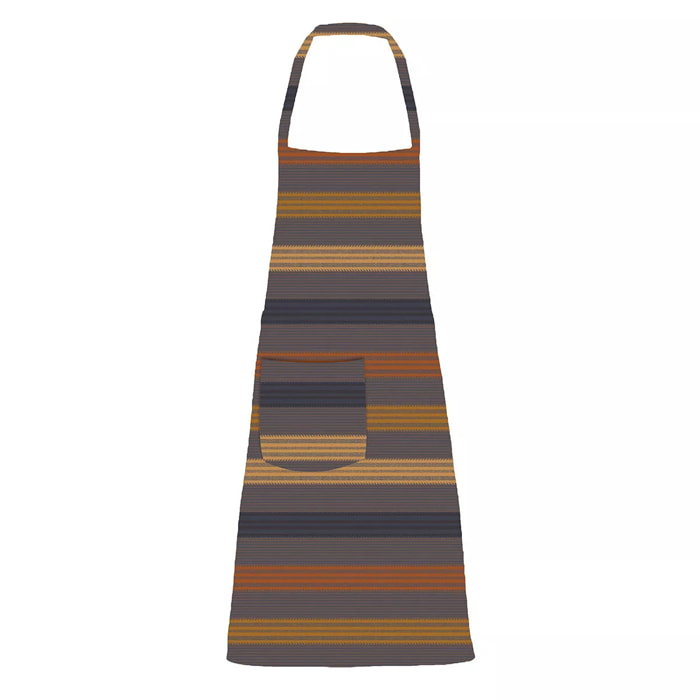 Tablier pur coton enduit motif jacquard brun marron Mille bambous onyx