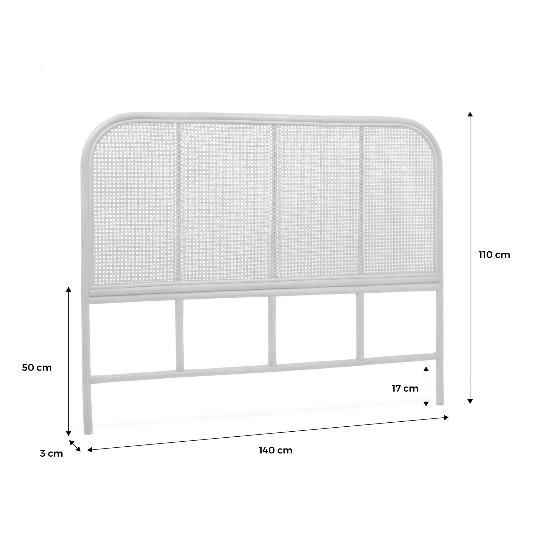 Tête de lit en rotin naturel et cannage. L 140 x P3 x H110cm