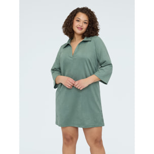 Fiorella Rubino - Vestito soft touch corto con colletto polo - Verde militare