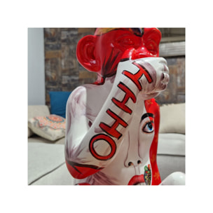 Statue singe rouge assis en résine H39cm - MARLIN