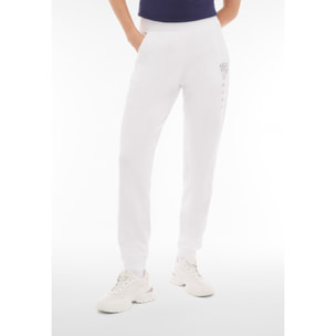 Pantaloni sportivi in heavy jersey con logo glitter e fiori