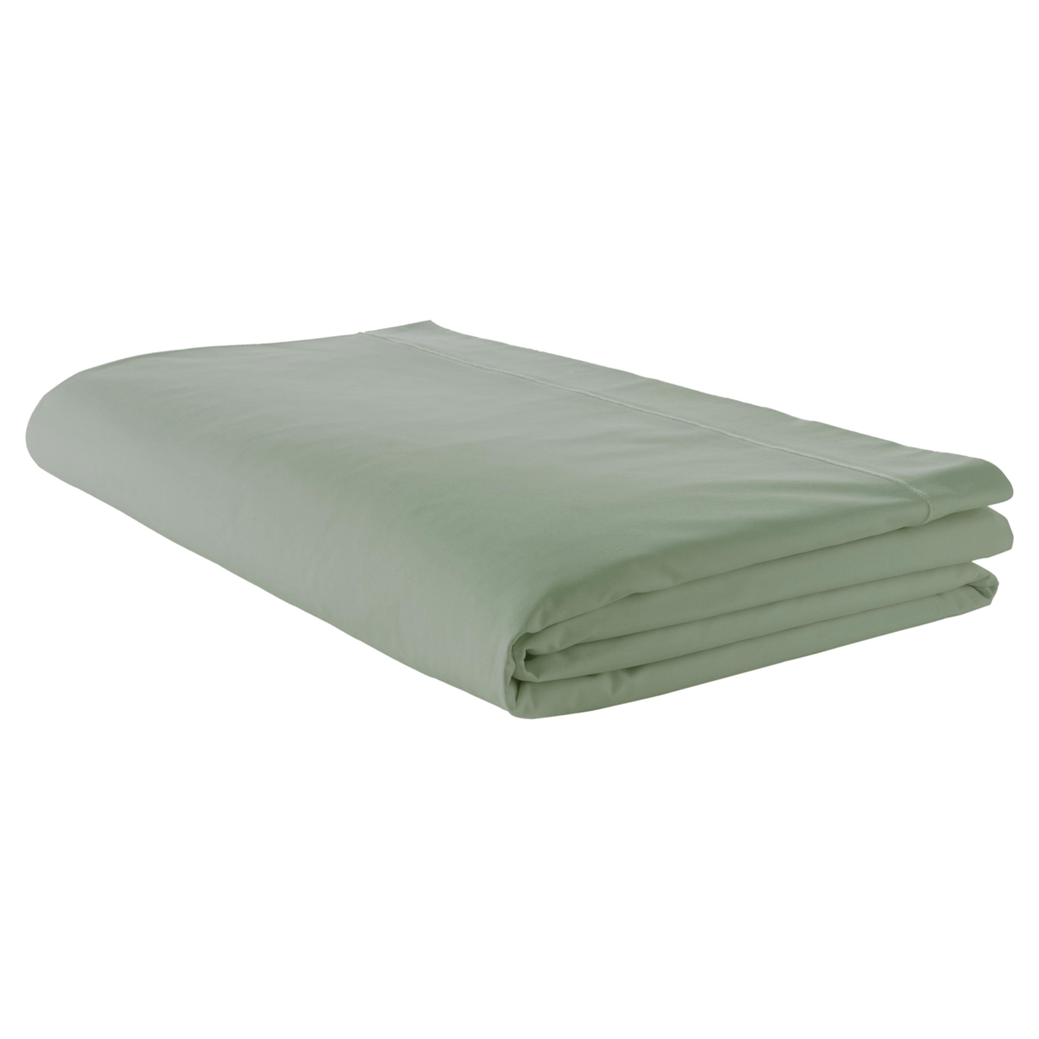 Drap plat piqué uni en percale de coton - Vert Olive