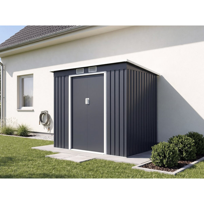 Abri de jardin en métal avec toit monopente métal "Orlando" - 2,81 m² - Gris