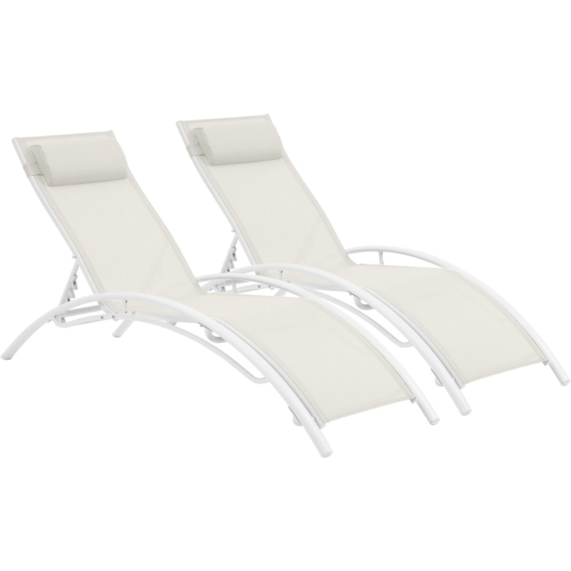 Bain de soleil en aluminium "Beauty" - Phoenix - Ecru - Lot de 2