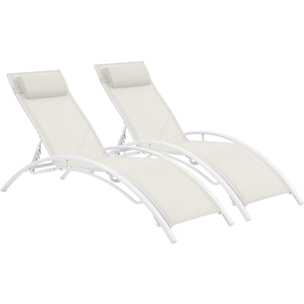 Bain de soleil en aluminium "Beauty" - Phoenix - Ecru - Lot de 2