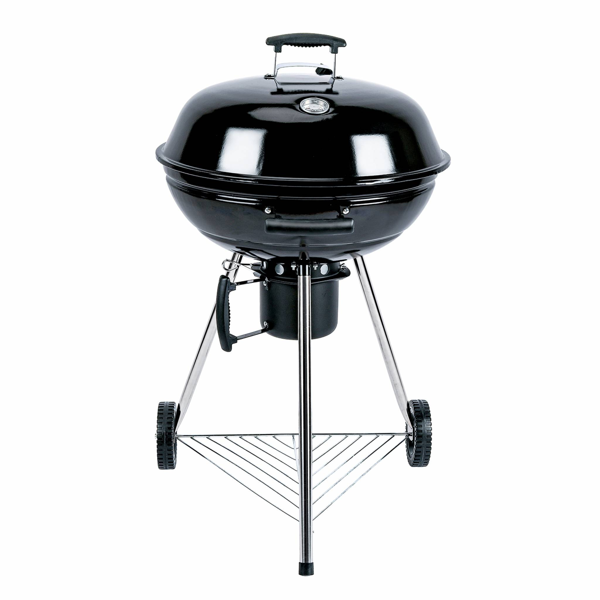 Barbecue charbon de bois Ø57cm - Georges - Noir émaillé. barbecue avec aérateurs. émaillé. fumoir. récupérateur de cendres