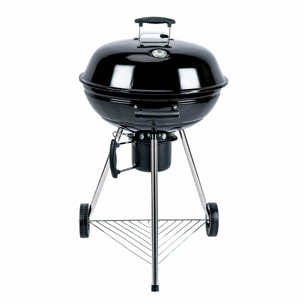 Barbecue charbon de bois Ø57cm - Georges - Noir émaillé. barbecue avec aérateurs. émaillé. fumoir. récupérateur de cendres