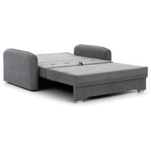 Michelle - canapé droit 3 places convertible avec coffre en velours - Gris