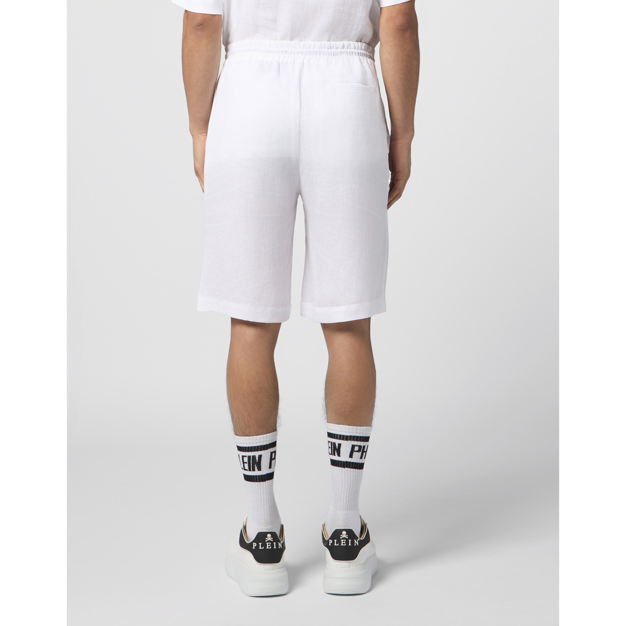 PHILIPP PLEIN Linen Drawstring Shorts Tennis Club