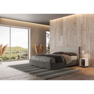 Letto matrimoniale contenitore imbottito 160x210 tessuto Era 02 grigio Arla