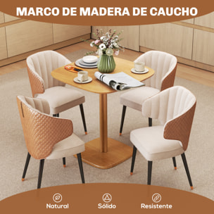 Mesa de Comedor de Madera, Mesa de Cocina Cuadrada para 4 Personas, Base Cuadrada, para Espacios Pequeños, Salón, 70x70x75 cm, Madera Natural