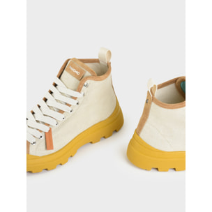 ZAPATO ABOTINADO HOMBRE P03 DE LINO Y ANTE NIEBLA AMARILLO