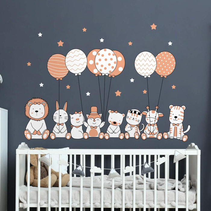 Stickers muraux | Sticker Mural Autocollant - ANIMAUX ACROBATES ET LES BALLONS FANTASTIQUES - Stickers adhésifs