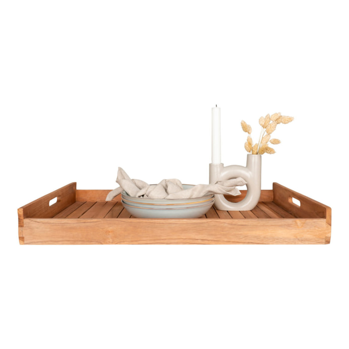Vassoio in teak naturale Faro — 58x38 cm con manici integrati