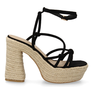 Sandalia de tacón de yute para mujer, comodas y elegantes, diseño moderno con tiras cruzadas