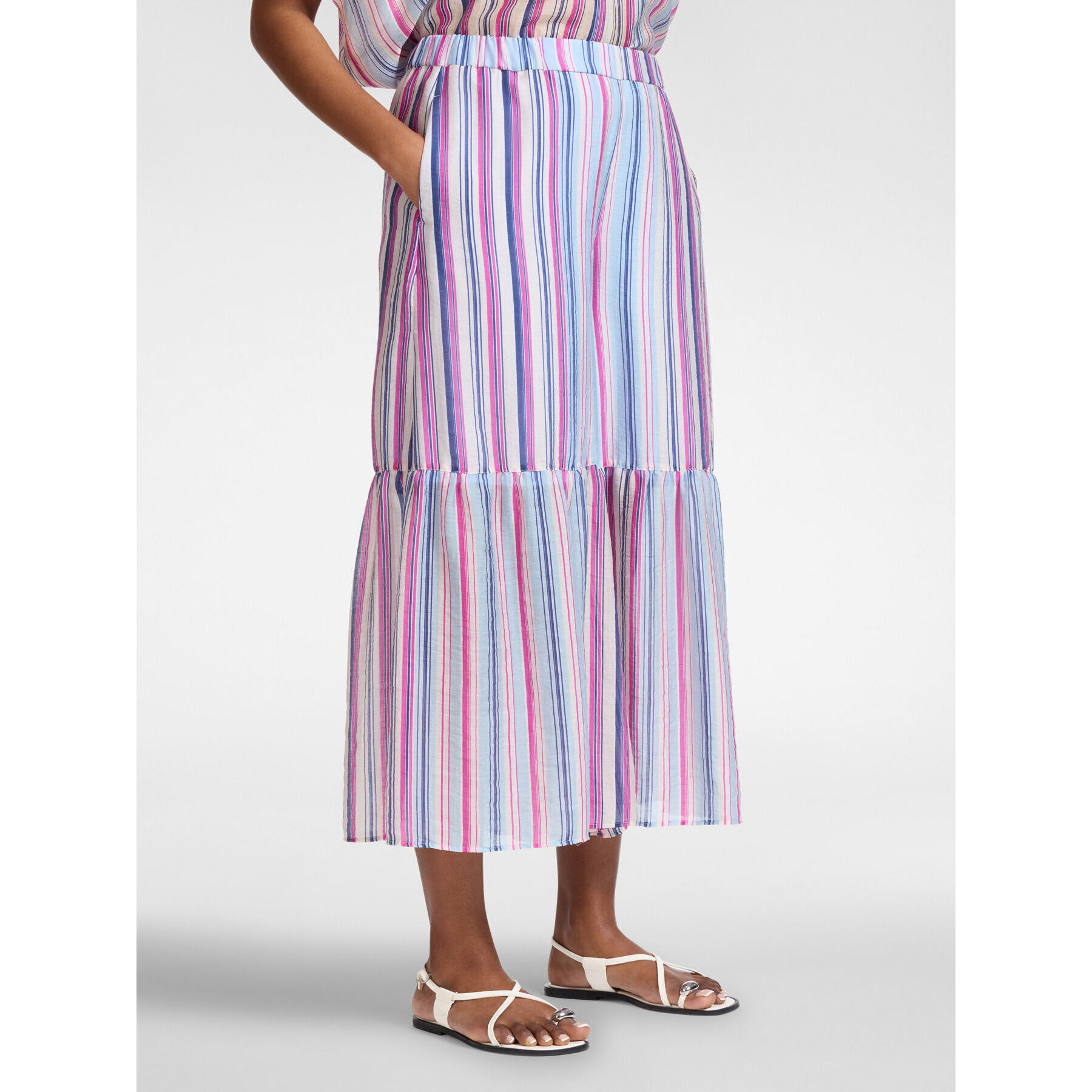 Elena Mirò - Pantalones palazzo de mezcla de lyocell estampados - Azul